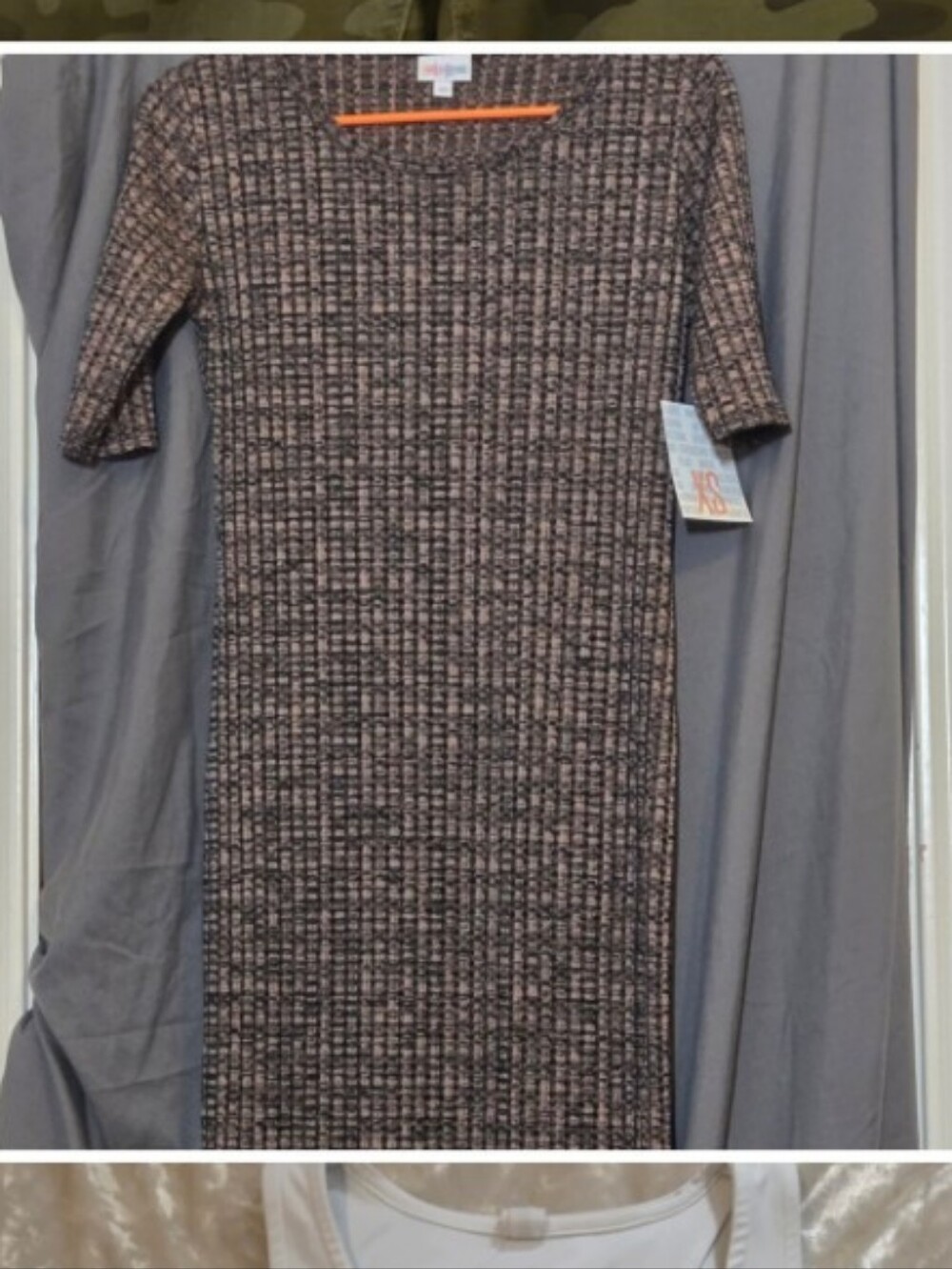 LuLaRoe Julia Dress XS Textured Bodycon Midi Dress Brown Black